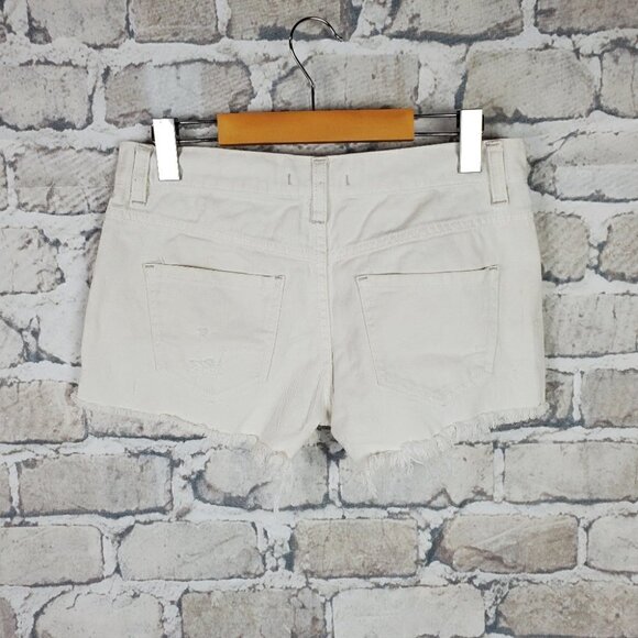 Free People Runaway Slouch Denim Cutoffs Button Fly Cream Size 24 Festival - Picture 8 of 16